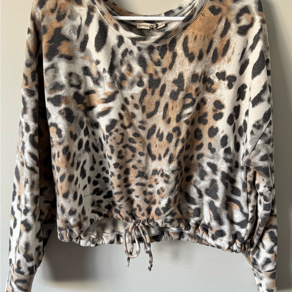 Express Leopard Print Sweatshirt in Brown and Black